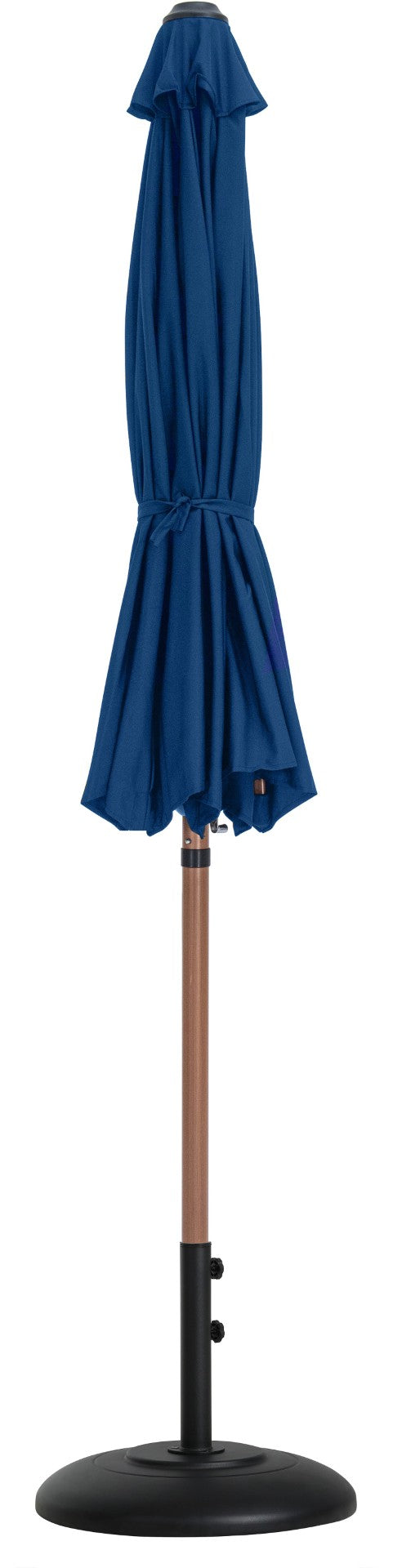 Meridian Furniture Fiji Outdoor Patio Umbrella with Base Uv Resistant Navy Polyester Teak Aluminum 55014Navy-BB