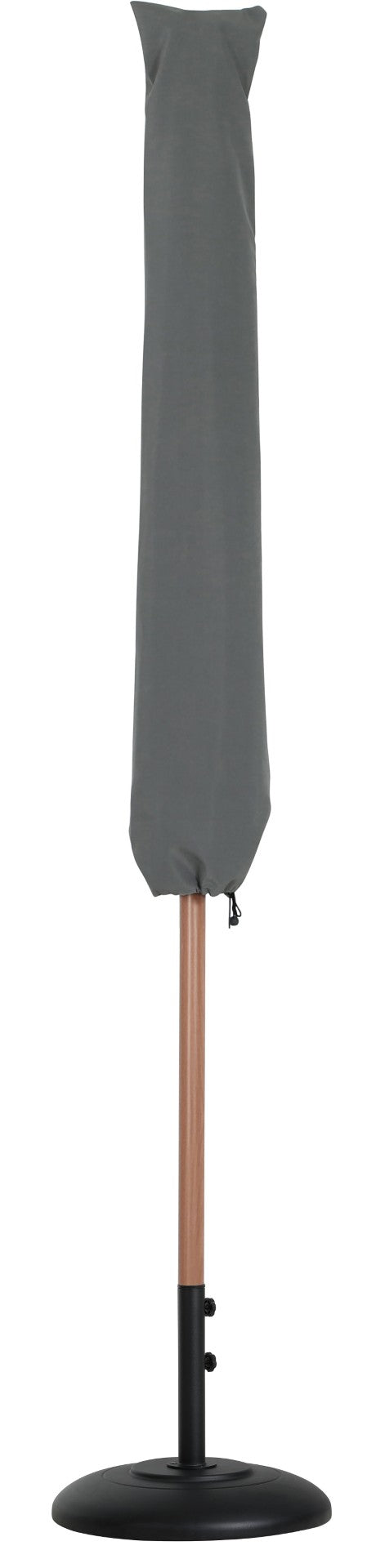 Meridian Furniture Fiji Outdoor Patio Umbrella with Base Uv Resistant Navy Polyester Teak Aluminum 55014Navy-BB