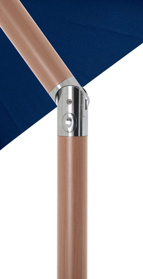 Meridian Furniture Fiji Outdoor Patio Umbrella with Base Uv Resistant Navy Polyester Teak Aluminum 55014Navy-BB