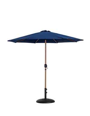 Meridian Furniture Fiji Outdoor Patio Umbrella with Base Uv Resistant Navy Polyester Teak Aluminum 55014Navy-BB