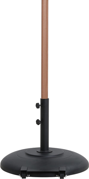 Meridian Furniture Fiji Outdoor Patio Umbrella with Base Uv Resistant Navy Polyester Teak Aluminum 55014Navy-BB
