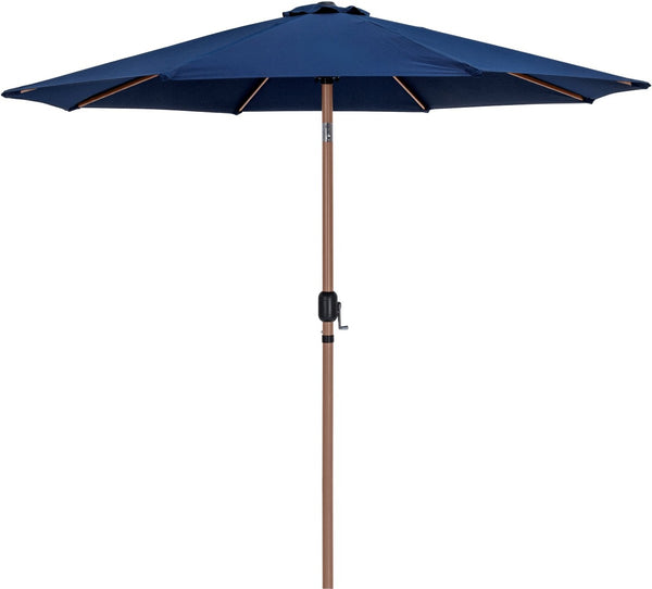 Meridian Furniture Fiji Outdoor 9 Foot Navy Polyester Patio Umbrella with Teak Finish Aluminum Pole 55014Navy-BT