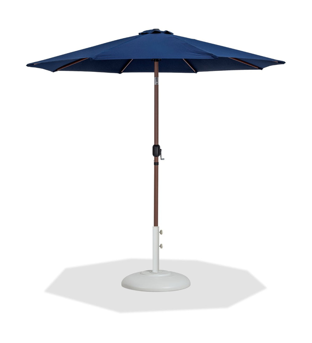 Meridian Furniture Fiji 9 Foot Resort Style Patio Umbrella with Teak Pole Fade Resistant Canopy 55014Navy-BW