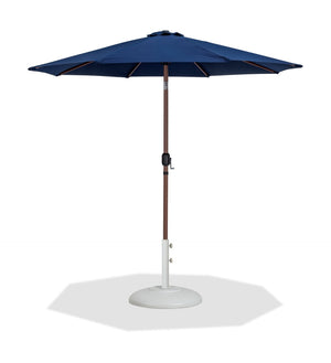 Meridian Furniture Fiji 9 Foot Resort Style Patio Umbrella with Teak Pole Fade Resistant Canopy 55014Navy-BW