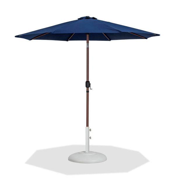 Meridian Furniture Fiji 9 Foot Resort Style Patio Umbrella with Teak Pole Fade Resistant Canopy 55014Navy-BW