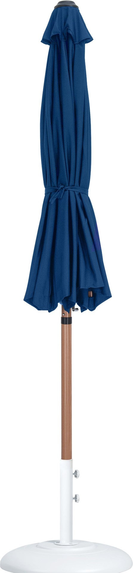 Meridian Furniture Fiji 9 Foot Resort Style Patio Umbrella with Teak Pole Fade Resistant Canopy 55014Navy-BW