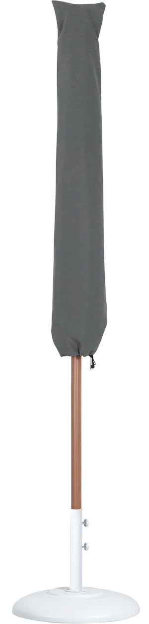 Meridian Furniture Fiji 9 Foot Resort Style Patio Umbrella with Teak Pole Fade Resistant Canopy 55014Navy-BW