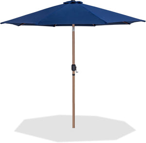 Meridian Furniture Fiji Outdoor Patio Umbrella with Uv Resistant Polyester Canopy and Teak Aluminum Pole Shade Navy 55014 55014Navy-U