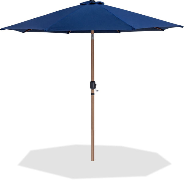 Meridian Furniture Fiji Outdoor Patio Umbrella with Uv Resistant Polyester Canopy and Teak Aluminum Pole Shade Navy 55014 55014Navy-U