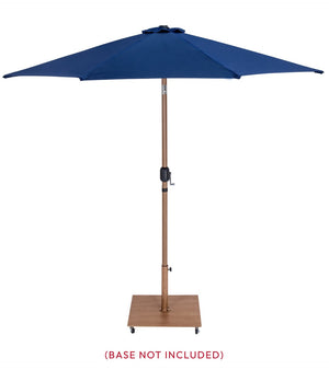 Meridian Furniture Fiji Outdoor Patio Umbrella with Uv Resistant Polyester Canopy and Teak Aluminum Pole Shade Navy 55014 55014Navy-U