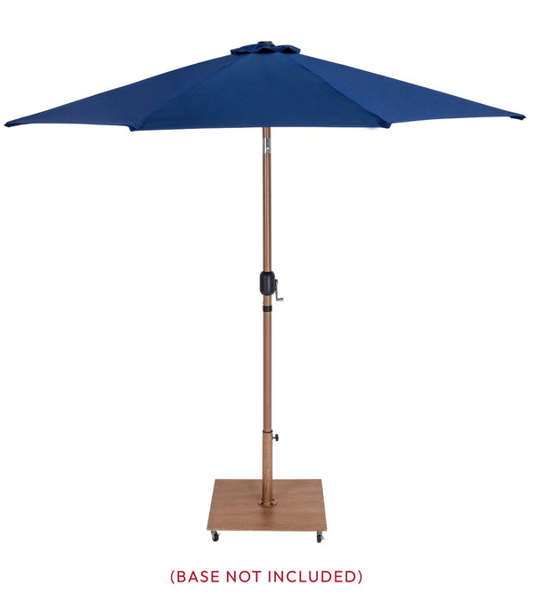 Meridian Furniture Fiji Outdoor Patio Umbrella with Uv Resistant Polyester Canopy and Teak Aluminum Pole Shade Navy 55014 55014Navy-U
