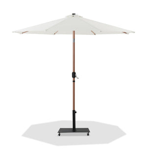 Meridian Furniture Fiji Outdoor Patio Umbrella with Weighted Base Teak Pole Water Resistant Canopy 55014White-AB