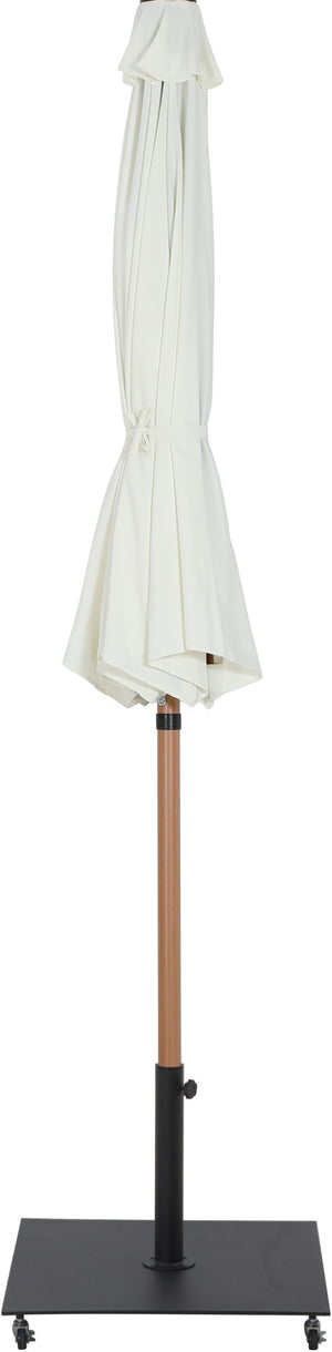 Meridian Furniture Fiji Outdoor Patio Umbrella with Weighted Base Teak Pole Water Resistant Canopy 55014White-AB