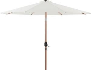 Meridian Furniture Fiji Outdoor Patio Umbrella with Weighted Base Teak Pole Water Resistant Canopy 55014White-AB