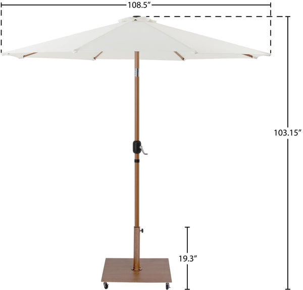Meridian Furniture Fiji Cantilever Patio Umbrella Set with Uv Resistant Canopy and Weighted Rolling Base 55014White-AT