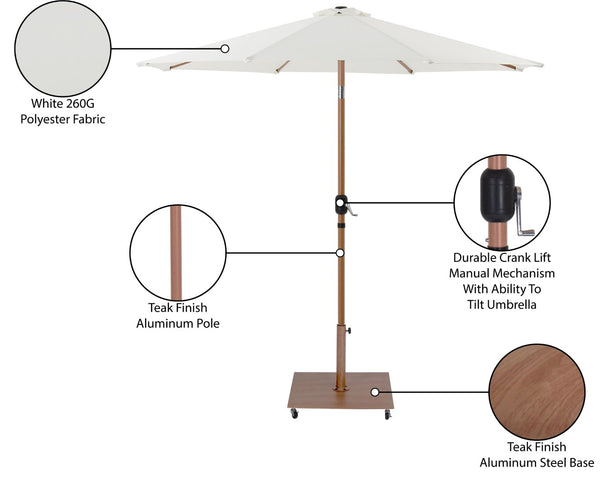 Meridian Furniture Fiji Cantilever Patio Umbrella Set with Uv Resistant Canopy and Weighted Rolling Base 55014White-AT