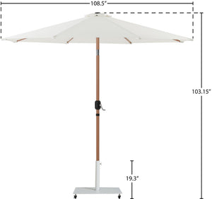 Meridian Furniture Fiji Freestanding Patio Umbrella with Rolling Base Fade Resistant Polyester Canopy 55014White-AW