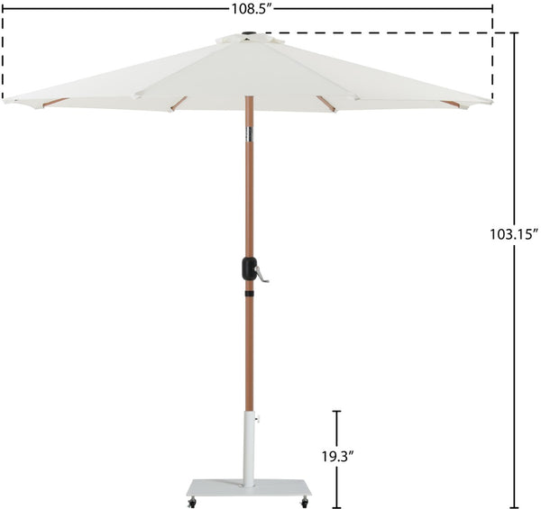 Meridian Furniture Fiji Freestanding Patio Umbrella with Rolling Base Fade Resistant Polyester Canopy 55014White-AW