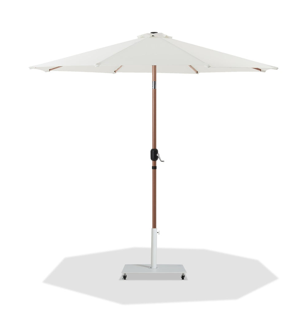 Meridian Furniture Fiji Freestanding Patio Umbrella with Rolling Base Fade Resistant Polyester Canopy 55014White-AW
