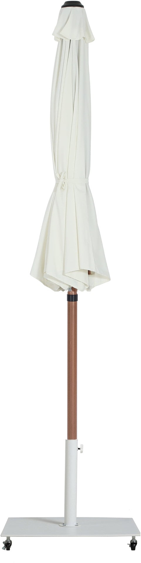 Meridian Furniture Fiji Freestanding Patio Umbrella with Rolling Base Fade Resistant Polyester Canopy 55014White-AW