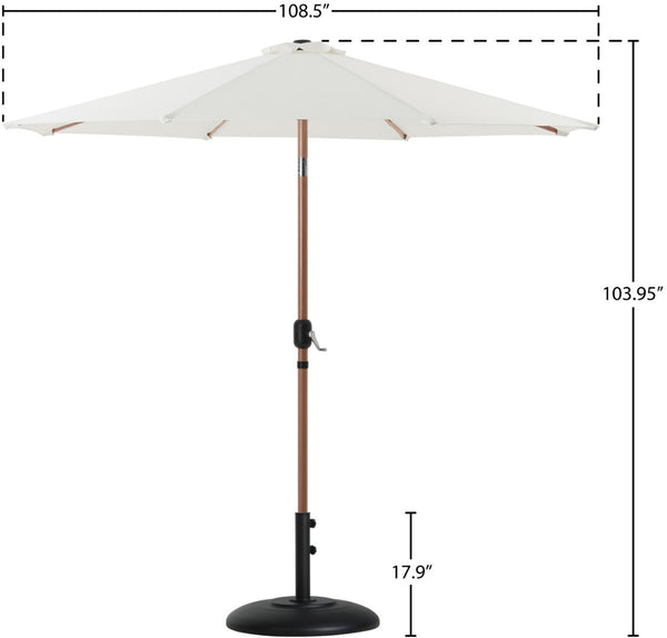 Meridian Furniture Fiji Cantilever Patio Umbrella with Base Teak Pole Uv Resistant Outdoor Shade 55014White-BB