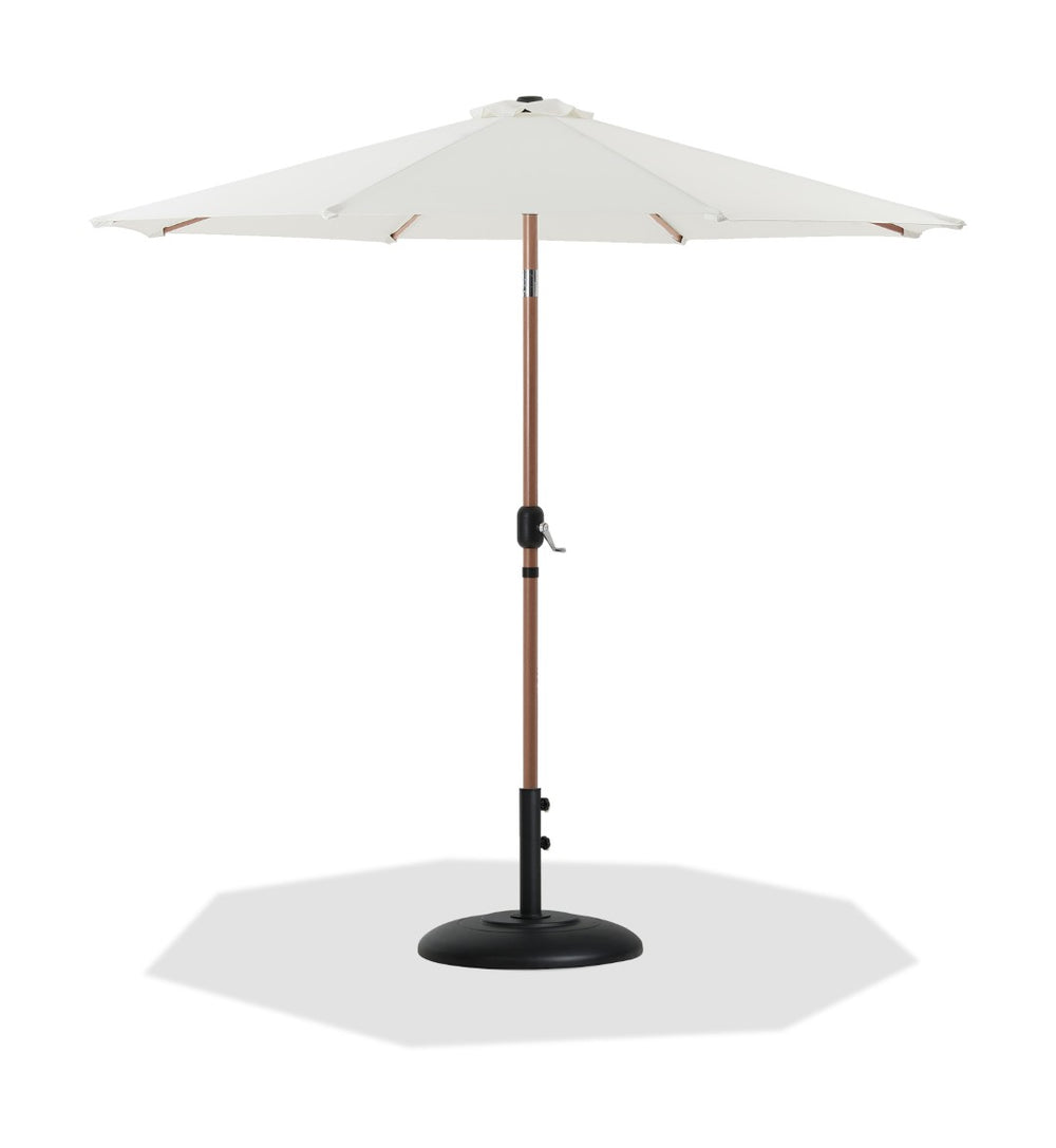 Meridian Furniture Fiji Cantilever Patio Umbrella with Base Teak Pole Uv Resistant Outdoor Shade 55014White-BB