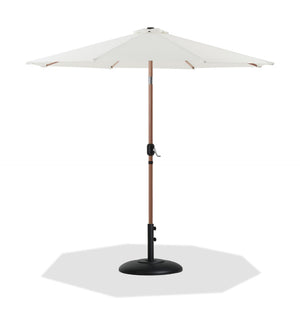 Meridian Furniture Fiji Cantilever Patio Umbrella with Base Teak Pole Uv Resistant Outdoor Shade 55014White-BB