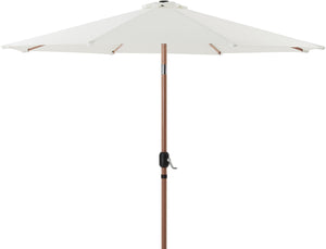 Meridian Furniture Fiji Cantilever Patio Umbrella with Base Teak Pole Uv Resistant Outdoor Shade 55014White-BB