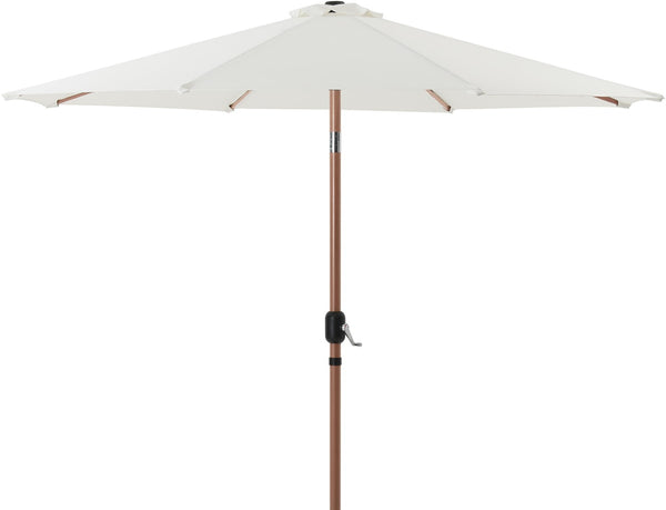 Meridian Furniture Fiji Cantilever Patio Umbrella with Base Teak Pole Uv Resistant Outdoor Shade 55014White-BB