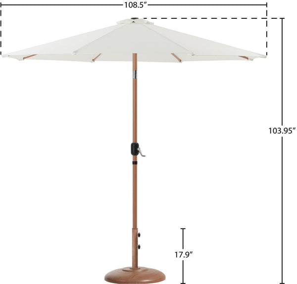 Meridian Furniture Fiji Outdoor Patio Umbrella with Weighted Base Uv Protected Polyester Canopy 55014White-BT