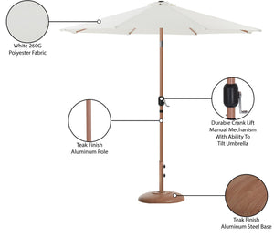 Meridian Furniture Fiji Outdoor Patio Umbrella with Weighted Base Uv Protected Polyester Canopy 55014White-BT