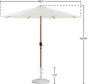 Meridian Furniture Fiji Outdoor Patio Umbrella with Base Fade Resistant White Polyester Sun Cover 55014White-BW