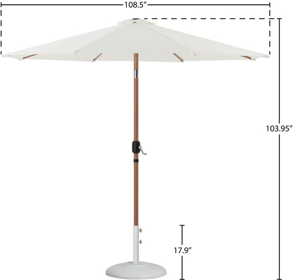 Meridian Furniture Fiji Outdoor Patio Umbrella with Base Fade Resistant White Polyester Sun Cover 55014White-BW