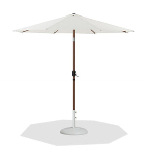 Meridian Furniture Fiji Outdoor Patio Umbrella with Base Fade Resistant White Polyester Sun Cover 55014White-BW
