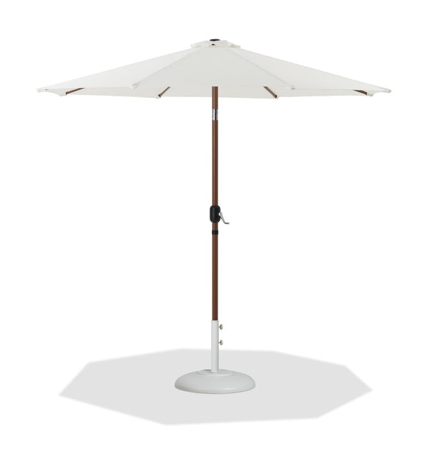 Meridian Furniture Fiji Outdoor Patio Umbrella with Base Fade Resistant White Polyester Sun Cover 55014White-BW