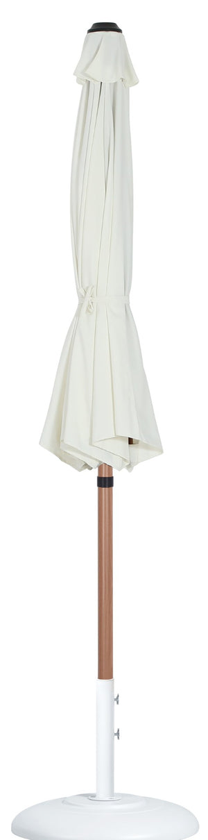 Meridian Furniture Fiji Outdoor Patio Umbrella with Base Fade Resistant White Polyester Sun Cover 55014White-BW