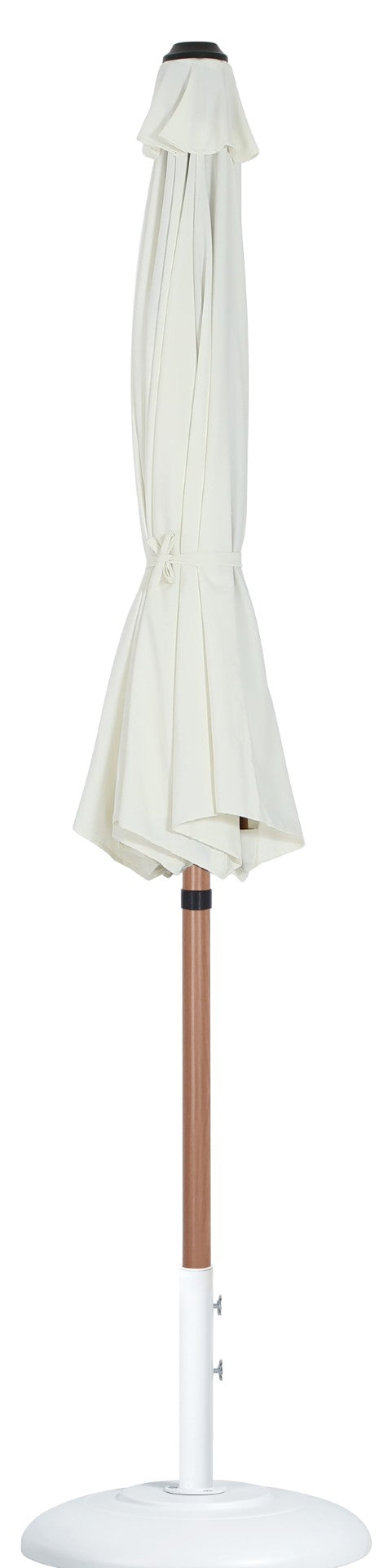 Meridian Furniture Fiji Outdoor Patio Umbrella with Base Fade Resistant White Polyester Sun Cover 55014White-BW