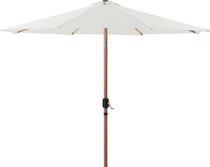 Meridian Furniture Fiji Outdoor Patio Umbrella with Base Fade Resistant White Polyester Sun Cover 55014White-BW