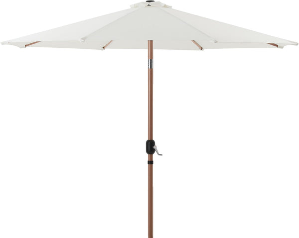 Meridian Furniture Fiji Outdoor Patio Umbrella with Base Fade Resistant White Polyester Sun Cover 55014White-BW