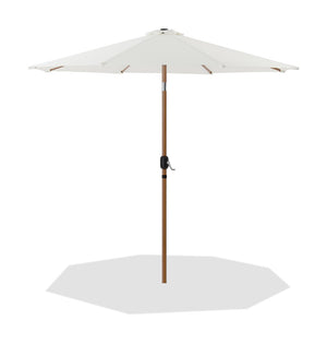 Meridian Furniture Fiji Outdoor Patio Umbrella with Uv Resistant Polyester Canopy and Teak Aluminum Pole Shade White 55014 55014White-U