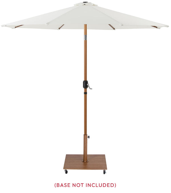 Meridian Furniture Fiji Outdoor Patio Umbrella with Uv Resistant Polyester Canopy and Teak Aluminum Pole Shade White 55014 55014White-U