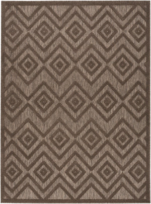 HomeRoots 6' Geometric Indoor/Outdoor Area Rug - Dark & Light Brown, Durable, Easy-Clean for Modern Spaces 550157