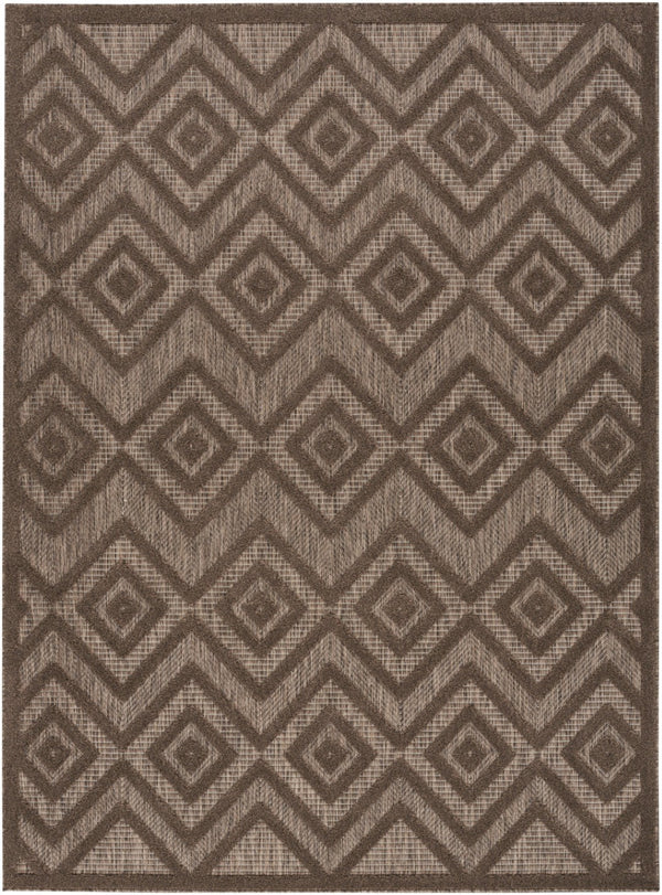 HomeRoots 6' Geometric Indoor/Outdoor Area Rug - Dark & Light Brown, Durable, Easy-Clean for Modern Spaces 550157