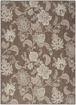 HomeRoots 6' Brown and Ivory Floral Area Rug - Durable, Versatile Indoor/Outdoor Carpet for High-Traffic Spaces 550158