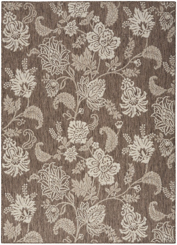 HomeRoots 6' Brown and Ivory Floral Area Rug - Durable, Versatile Indoor/Outdoor Carpet for High-Traffic Spaces 550158