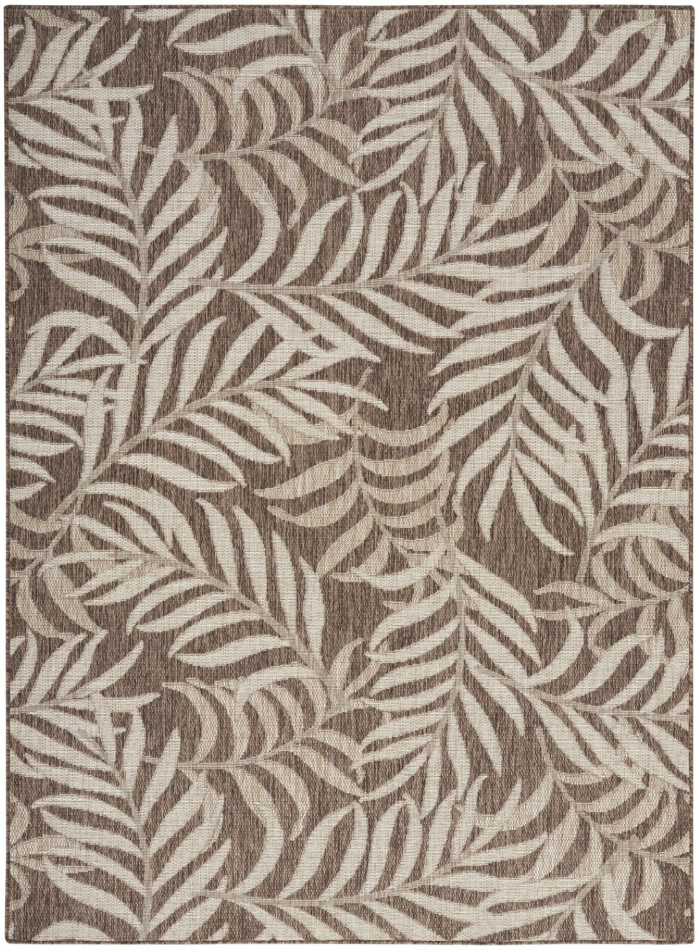 HomeRoots 6' X 9' Brown and Ivory Palm Leaf Area Rug – Durable Indoor/Outdoor Tropical Accent for Any Space 550159