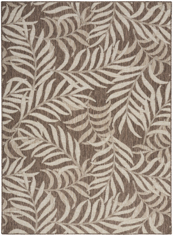 HomeRoots 6' X 9' Brown and Ivory Palm Leaf Area Rug – Durable Indoor/Outdoor Tropical Accent for Any Space 550159