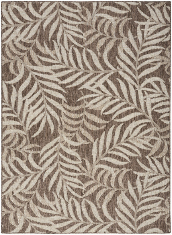 HomeRoots 6' X 9' Brown and Ivory Palm Leaf Area Rug – Durable Indoor/Outdoor Tropical Accent for Any Space 550159