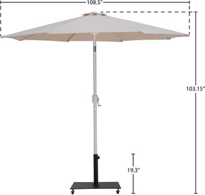 Meridian Furniture Fiji Freestanding Patio Umbrella with Rolling Base Water Resistant Beige Canopy 55015Beige-AB