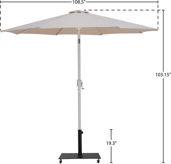 Meridian Furniture Fiji Freestanding Patio Umbrella with Rolling Base Water Resistant Beige Canopy 55015Beige-AB